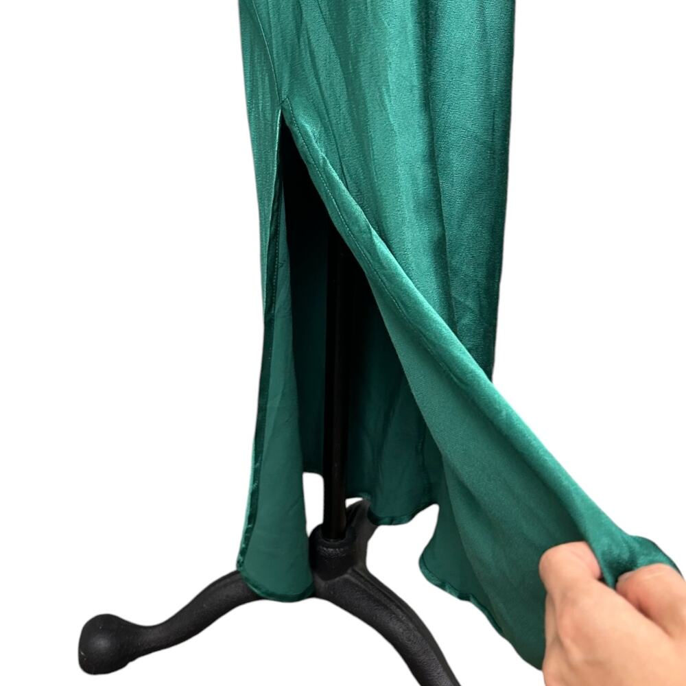 Anthropologie Emerald Green Satin Maxi Slip Dress - Picture 6 of 6